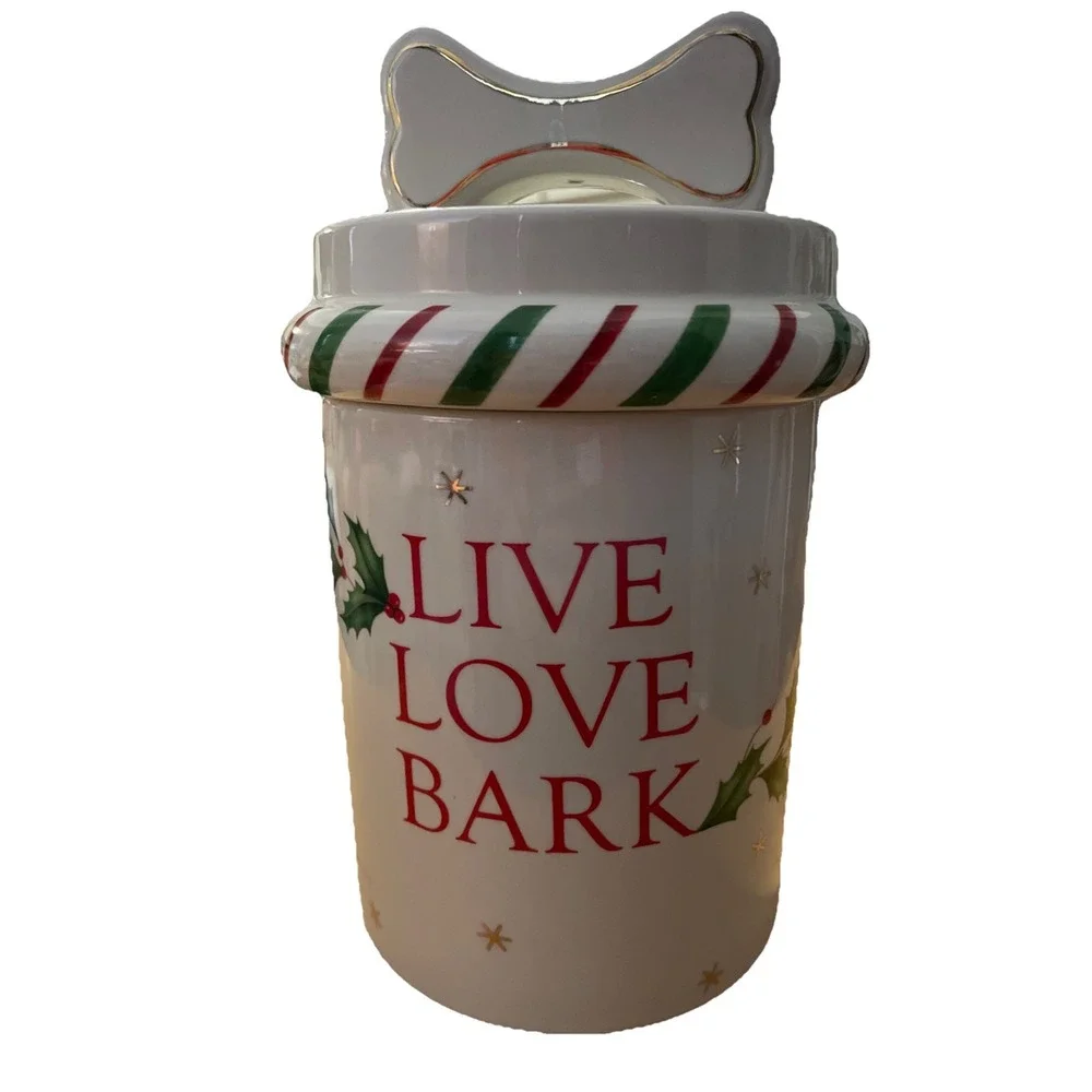 Lenox Christmas Holiday Dog Treat Jar‎ LIVE LOVE BARK #863666